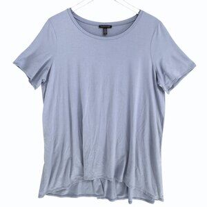 Eileen Fisher Tencel Jersey T-Shirt Womens XL Light Blue Short Sleeve High-Low